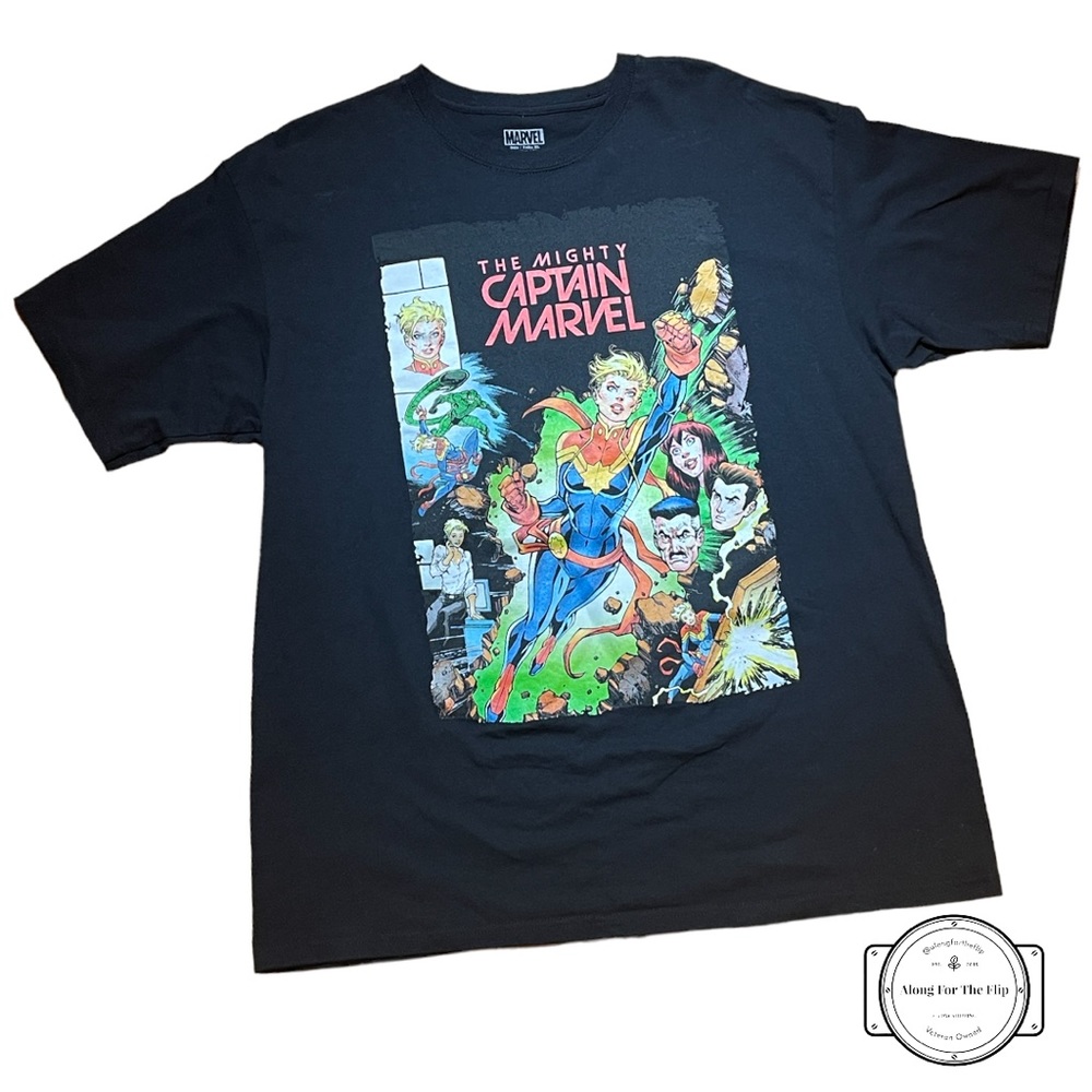 Captain Marvel 100% Cotton Black Graphic T-Shirt